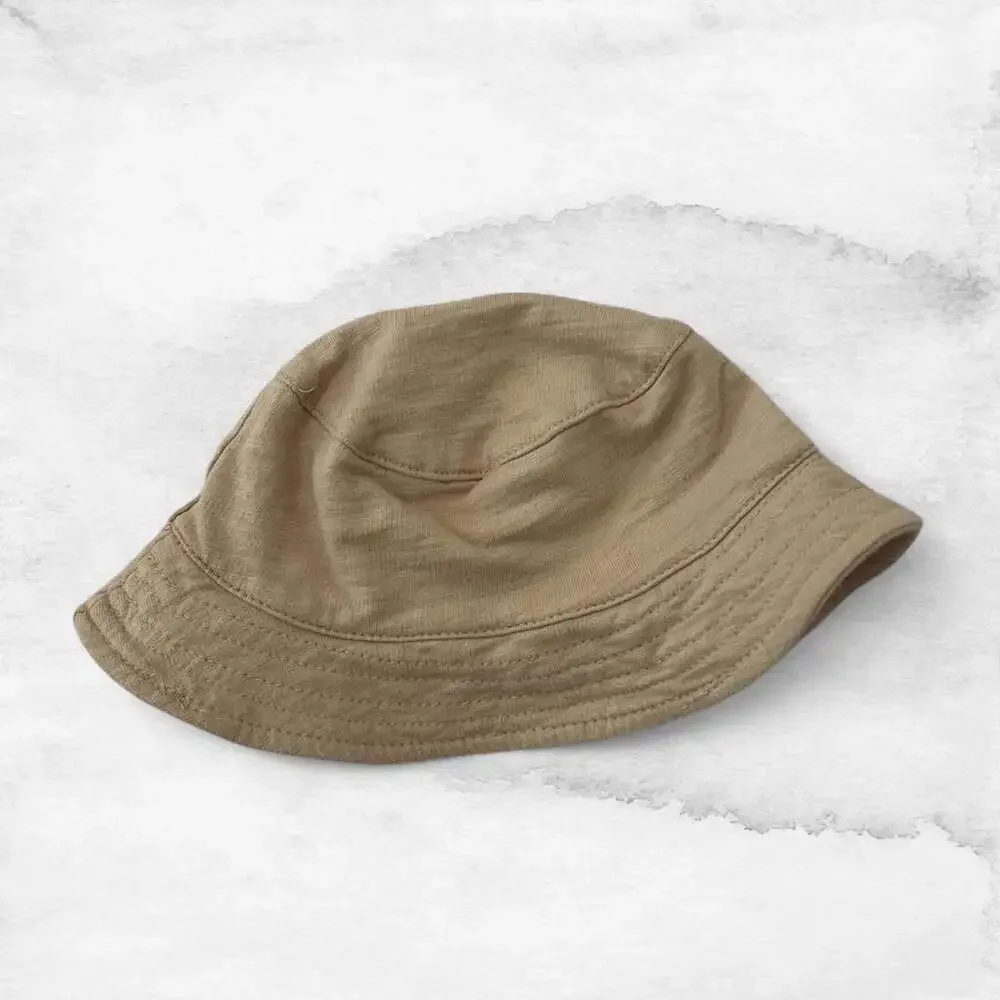 Rabbit + Bear Organic Cotton Baby Bucket Hat Tan